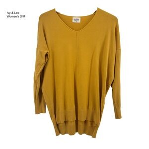 Ivy & Leo Mustard Yellow V‎ Neck Sweater Top Women's S/M